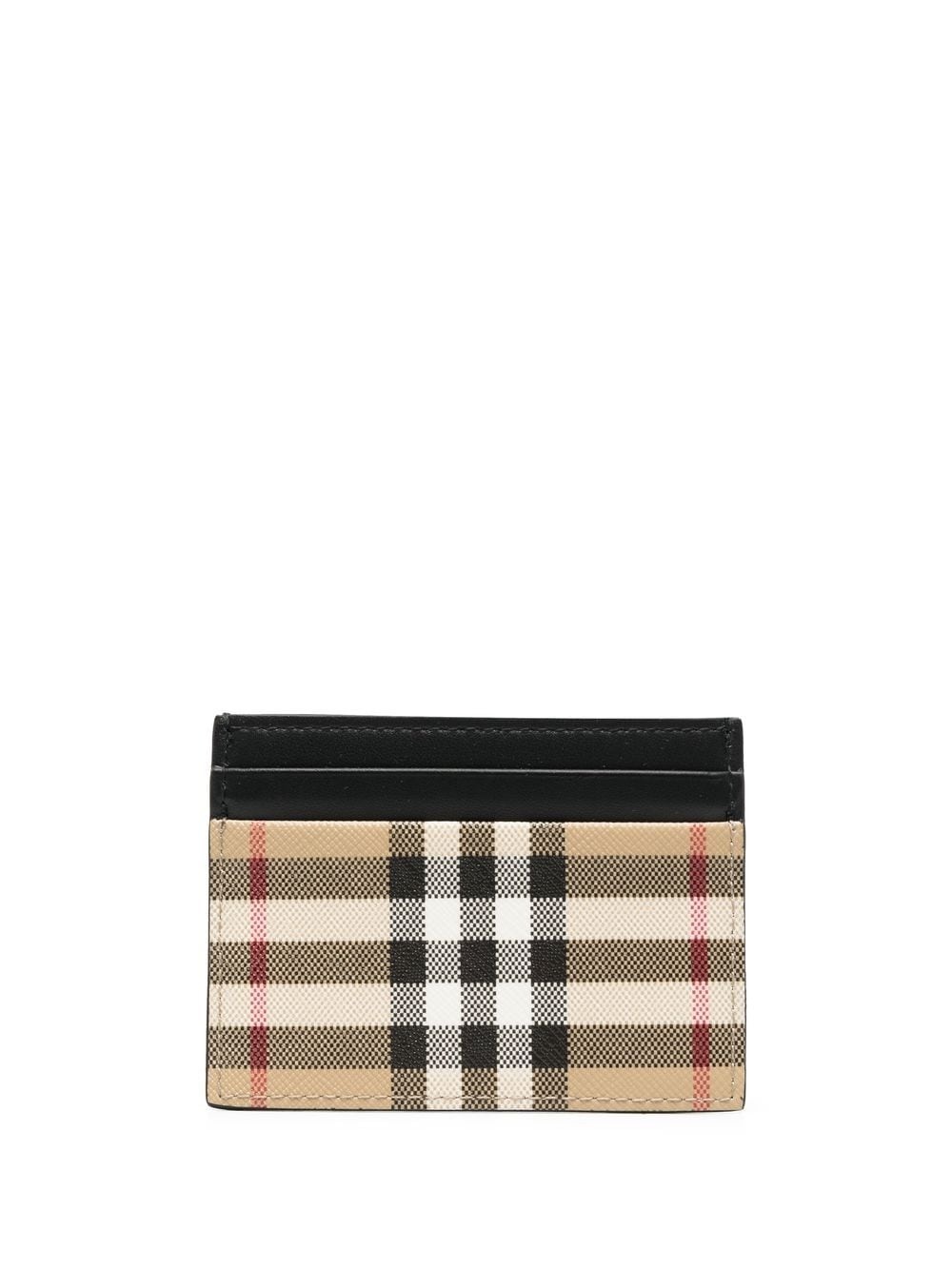 leather check-pattern cardholder - 2
