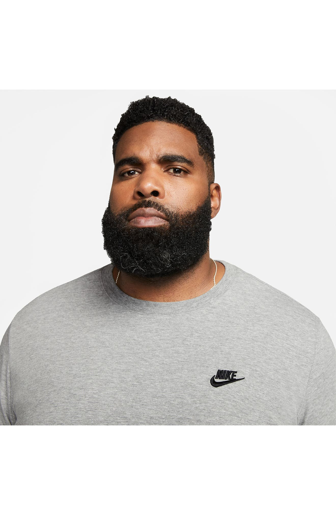 Nike Sportswear Club Long Sleeve T-Shirt in Heather Grey/Black at Nordstrom - 3