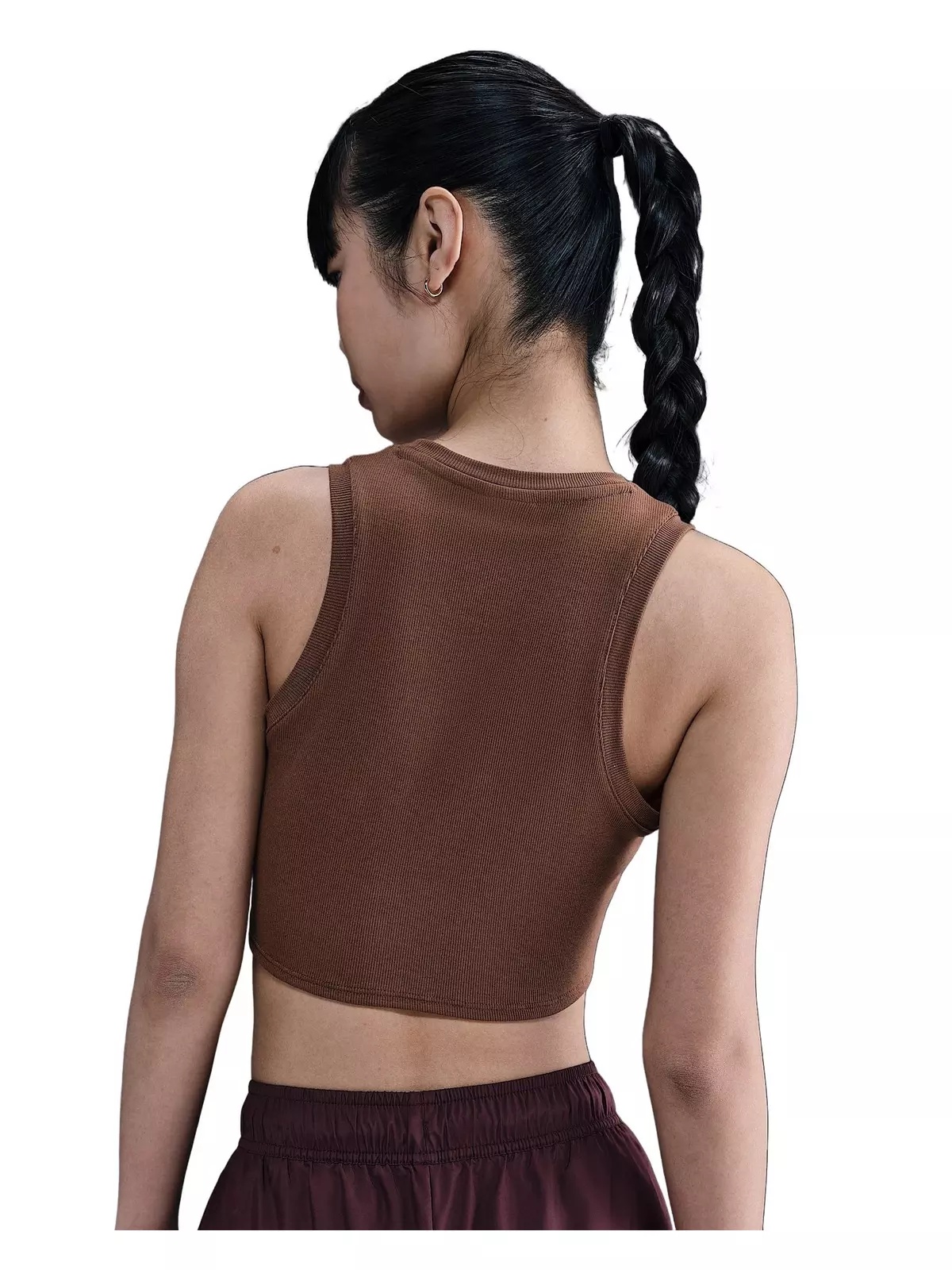 Women's Sportswear Chill Knit Tight Cropped Mini-Rib Tank Top -Brown - 2