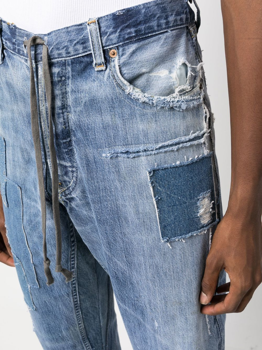 patchwork-detail straight-leg jeans - 5