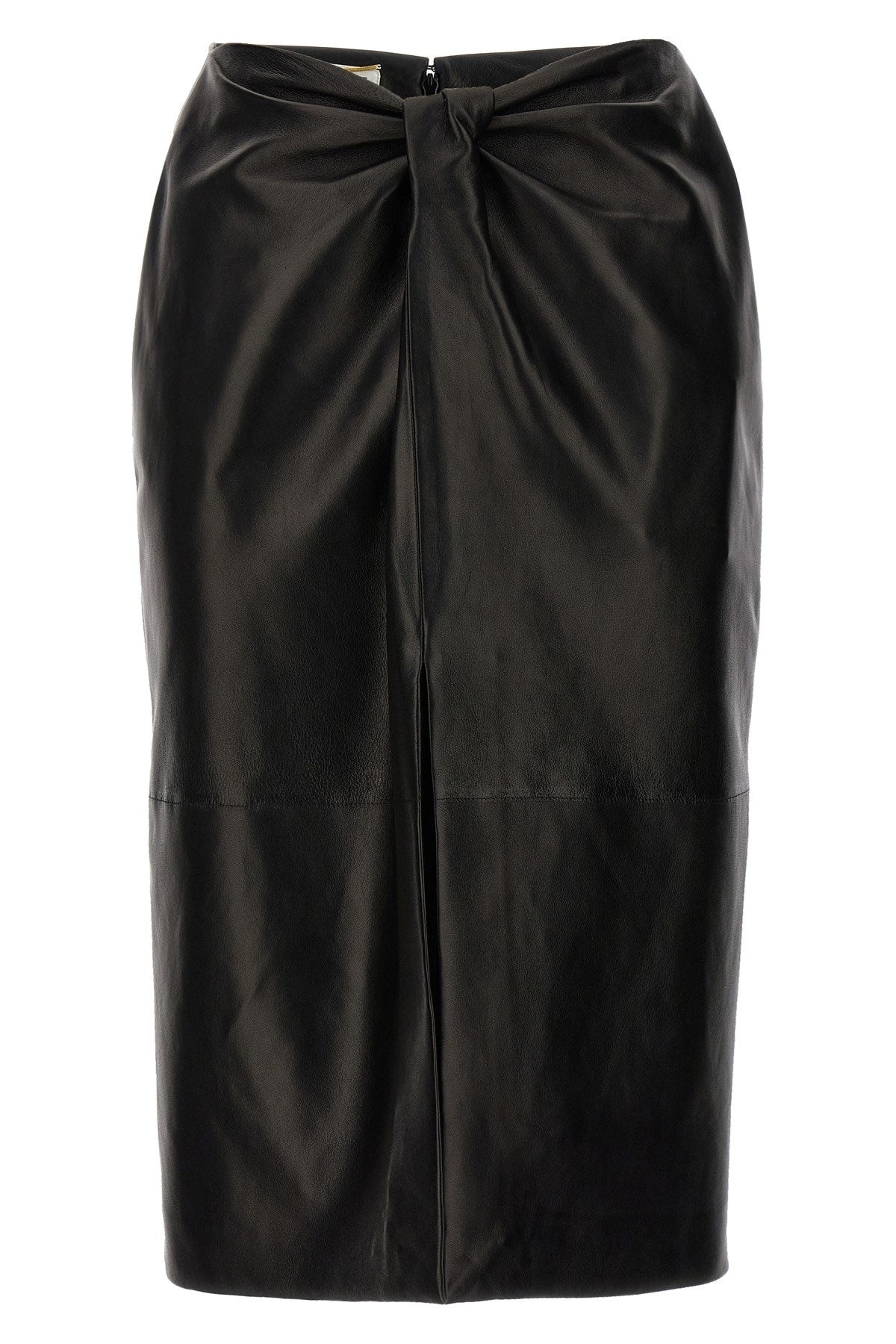 スカート Saint Laurent Curled detail leather skirt (776771YCOJ2 1000) Saint Laurent Leather Pencil Skirt | Black | FARFETCH