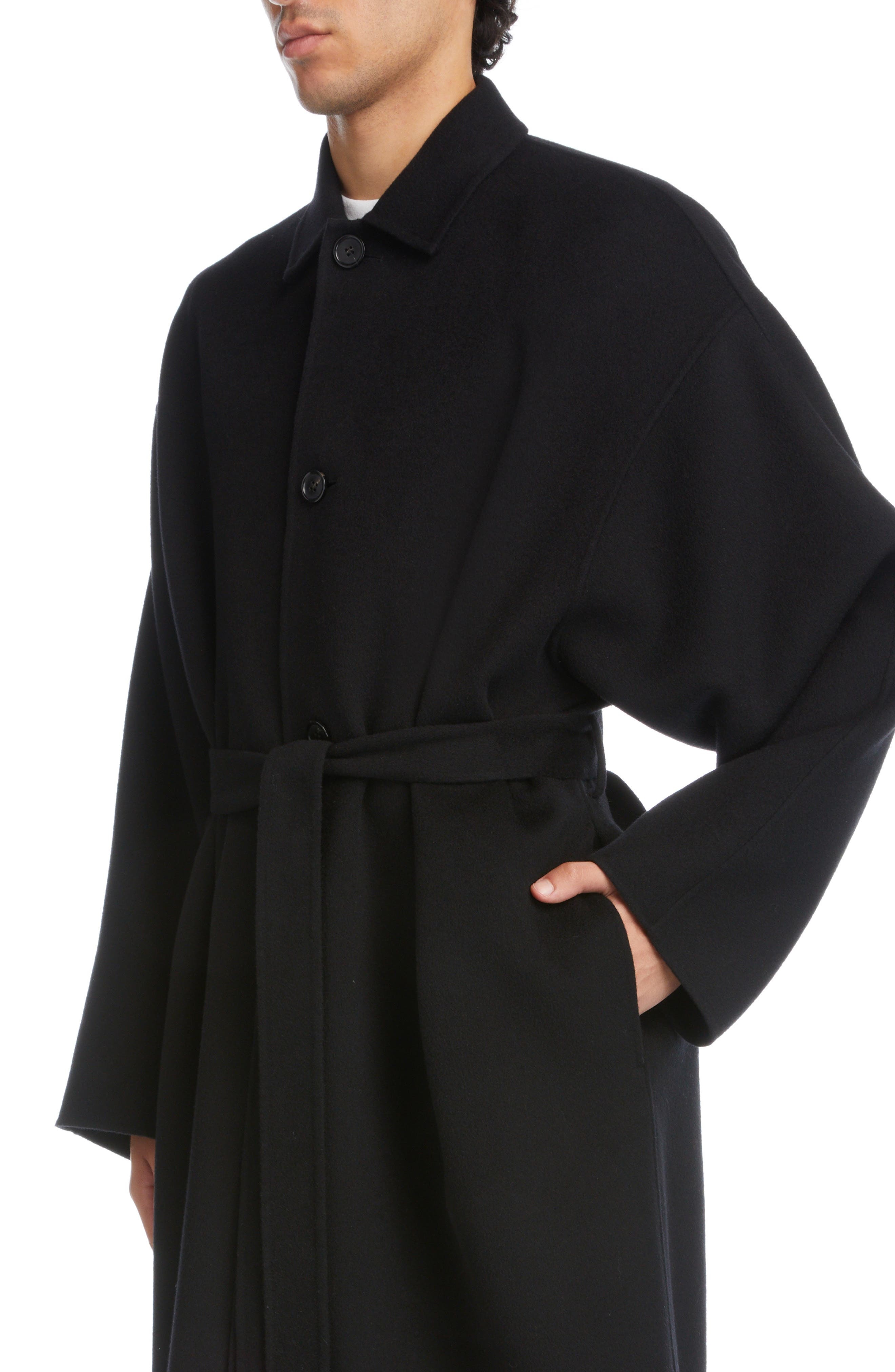 Belted Double Face Wool Coat - 4