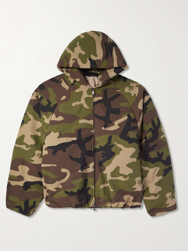 Camouflage-Print Shell Hooded Jacket - 1