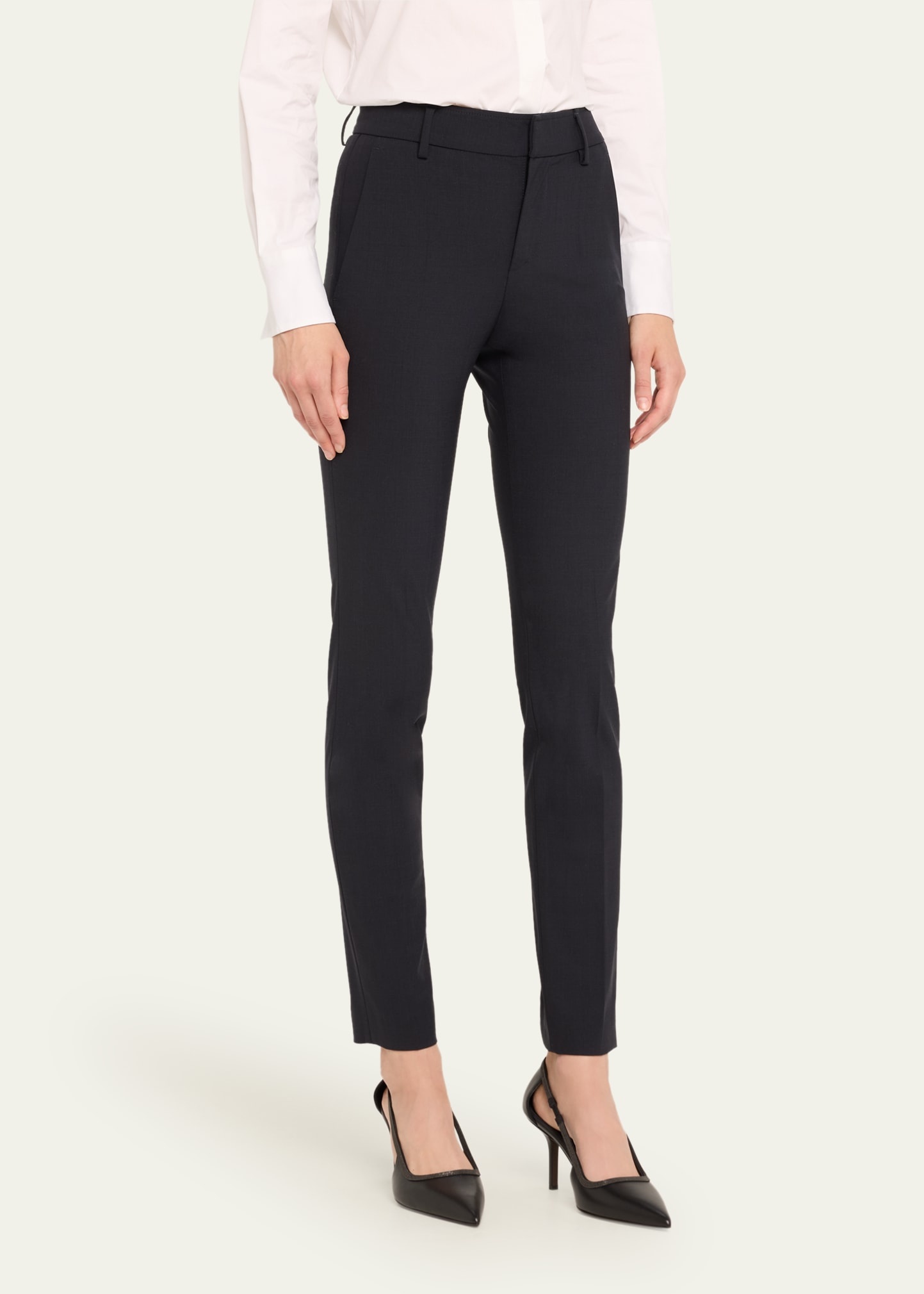 Tropical Wool Straight-Leg Tailored Trousers with Slit - 3