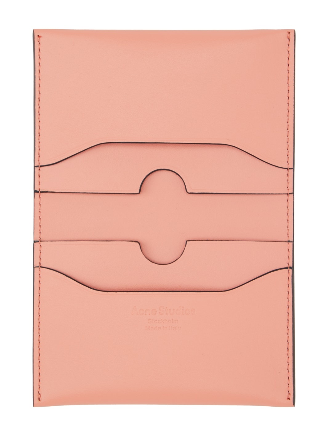 Pink Folded Leather Card Holder - 3