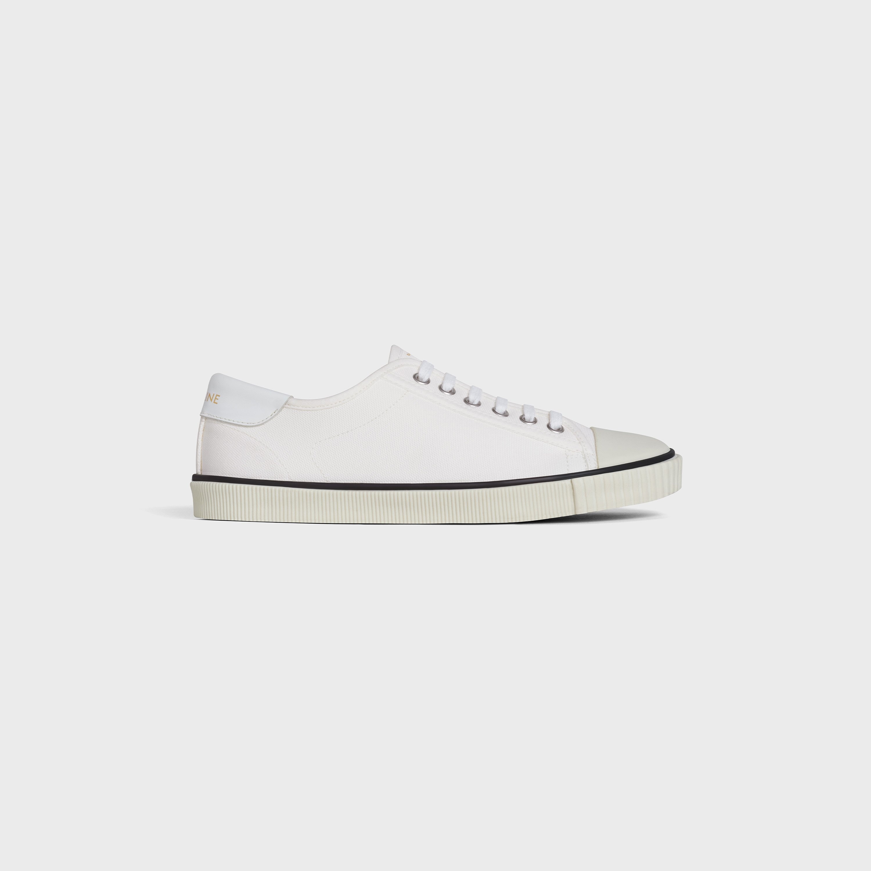 Celine Blank Low Lace Up Sneaker with Toe Cap in Canvas and Calfskin - 1