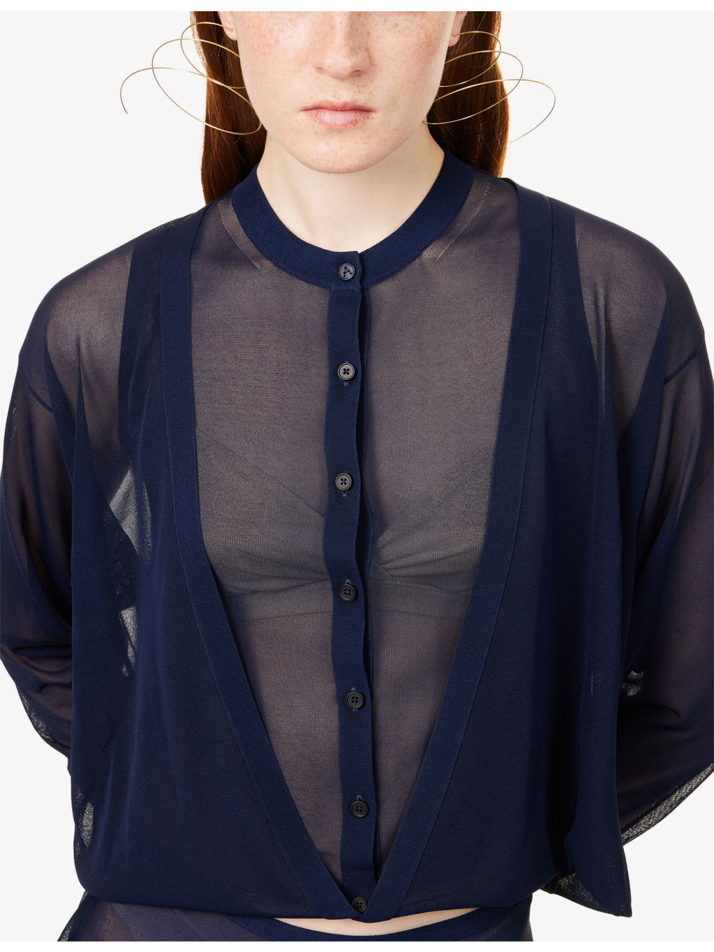 Folded Sheer Knitted Cardigan - 5