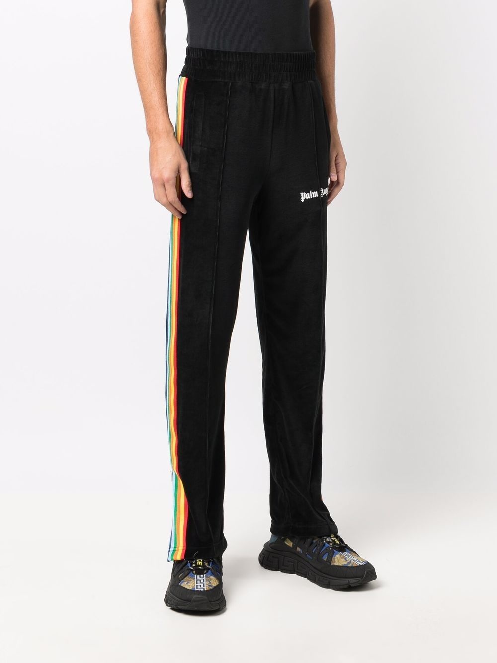 rainbow-stripe chenille track pants - 3