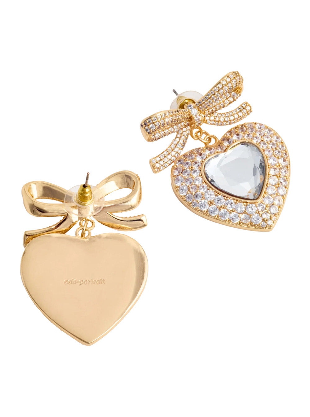 Self-Portrait Women Metallic Earings With Heart Pendant And Bow In Copper Woman - 2