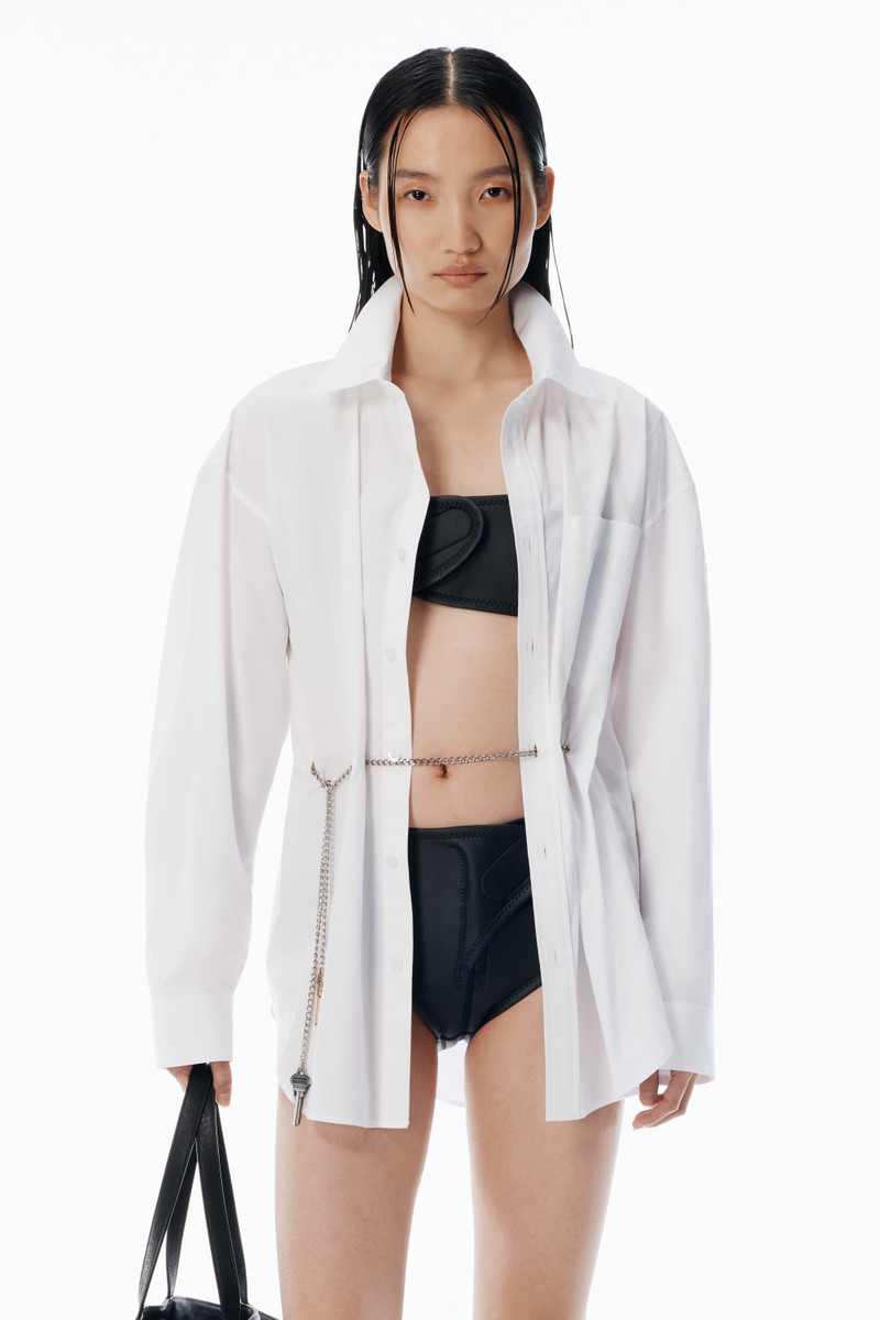 White Button Up Shirt with Hardware 2