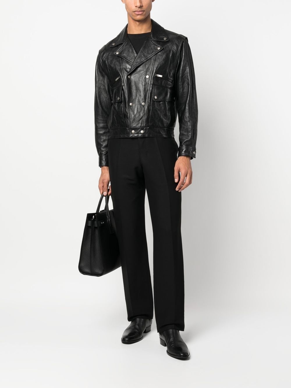 crinkled-effect leather jacket - 2