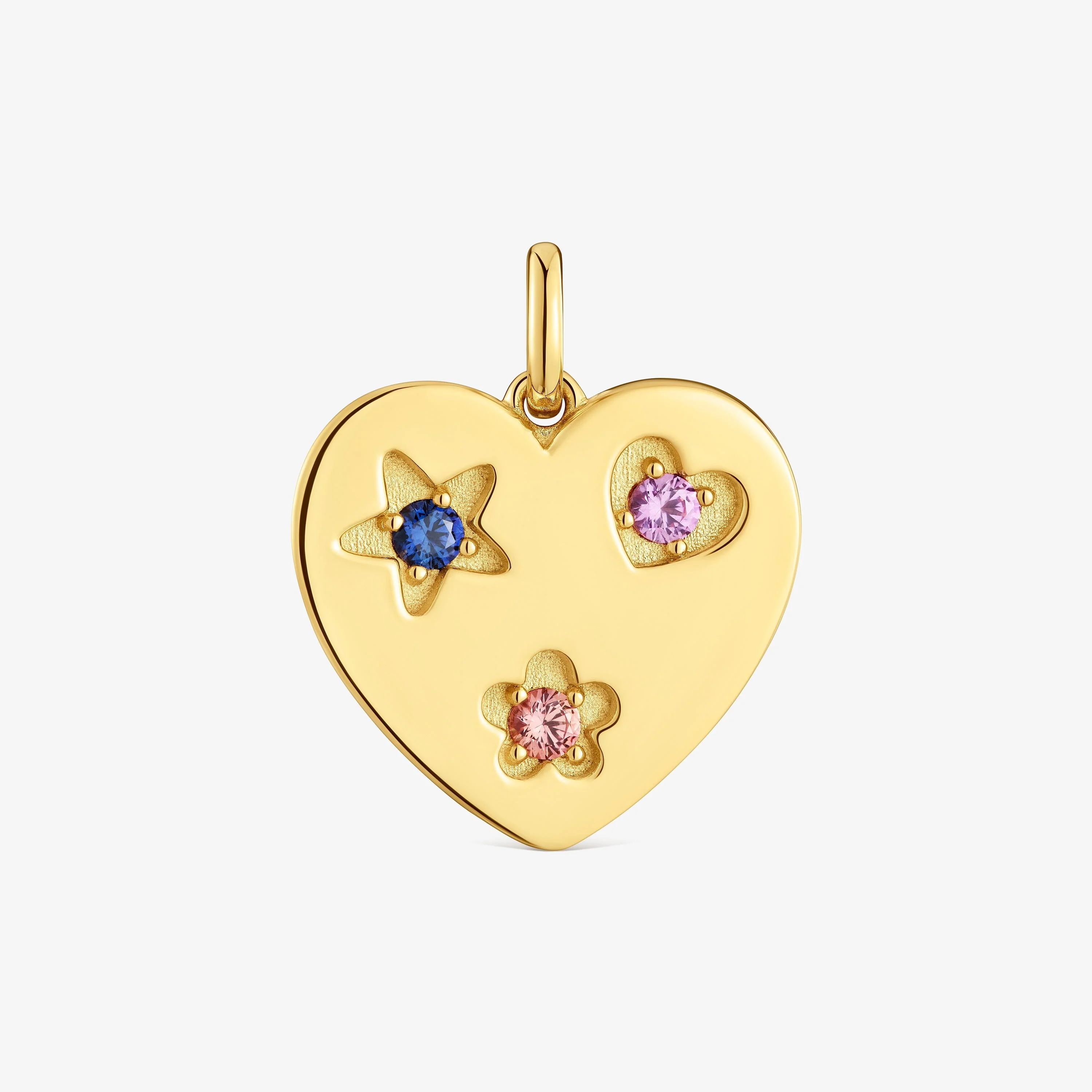 Heart pendant with 18K gold vermeil and lab-grown sapphires Sweet Dolls LGG - 1