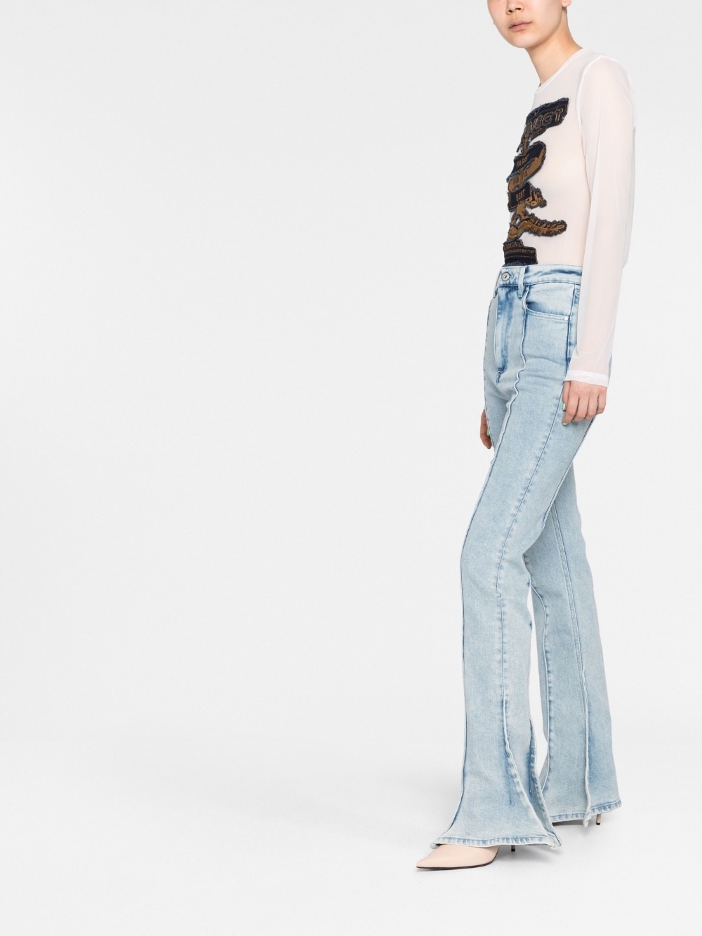 mid-rise bell-bottom jeans - 6