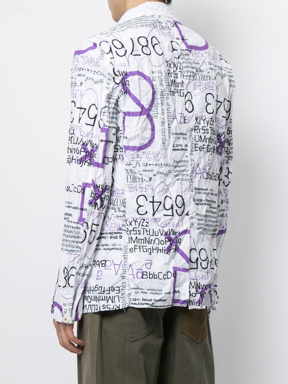 typography-print creased blazer - 4