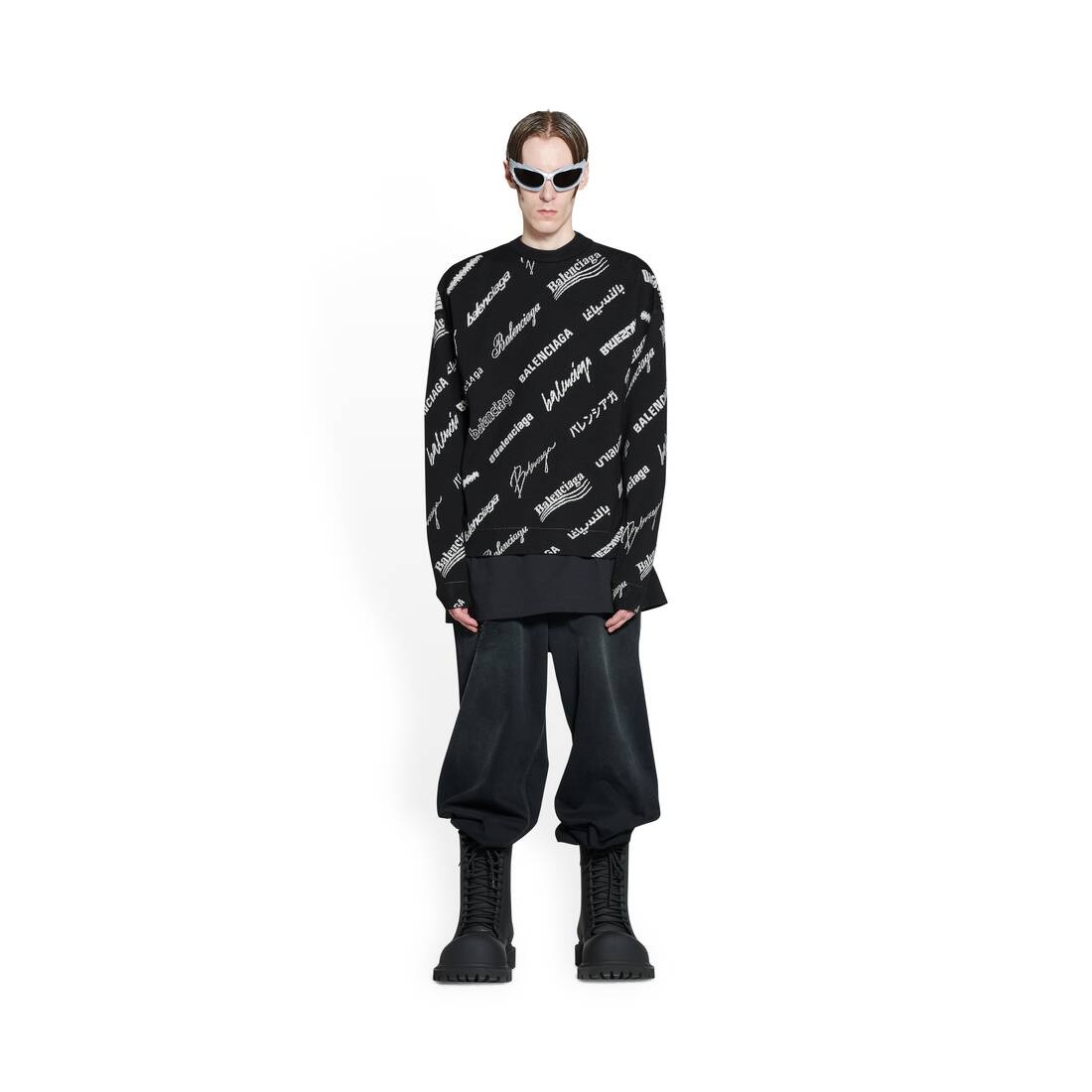 Men's Logomania All Over Sweater in Black - 2