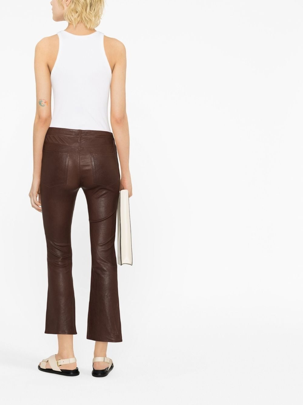 flared polished-finish trousers - 4