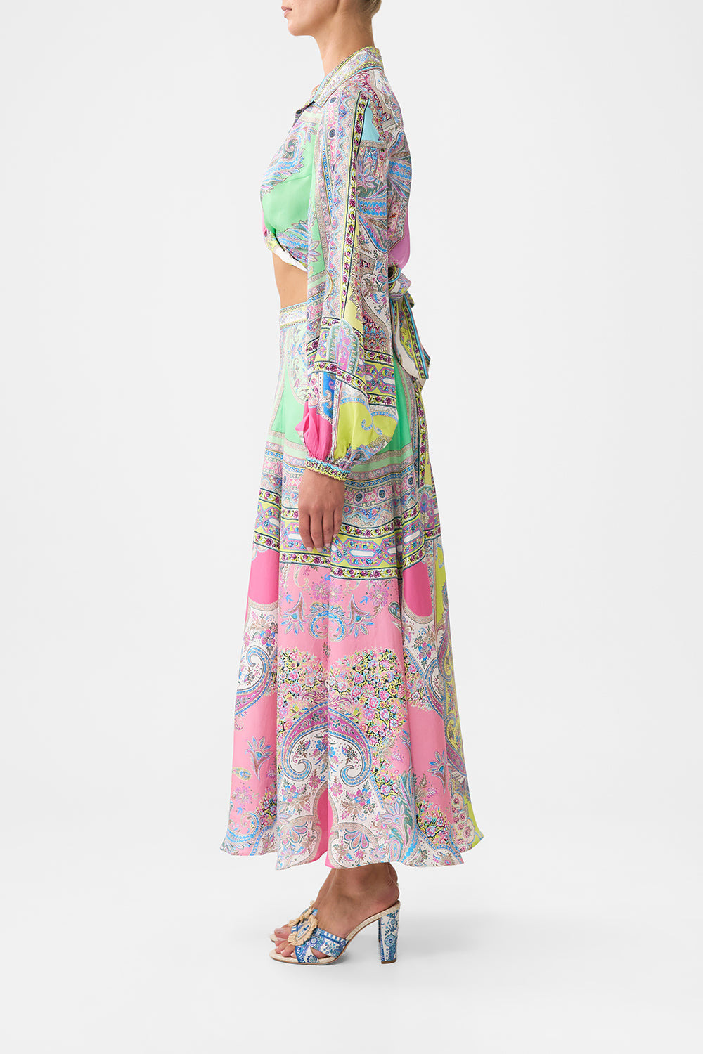 PANELLED FLARED LONG SKIRT - 4