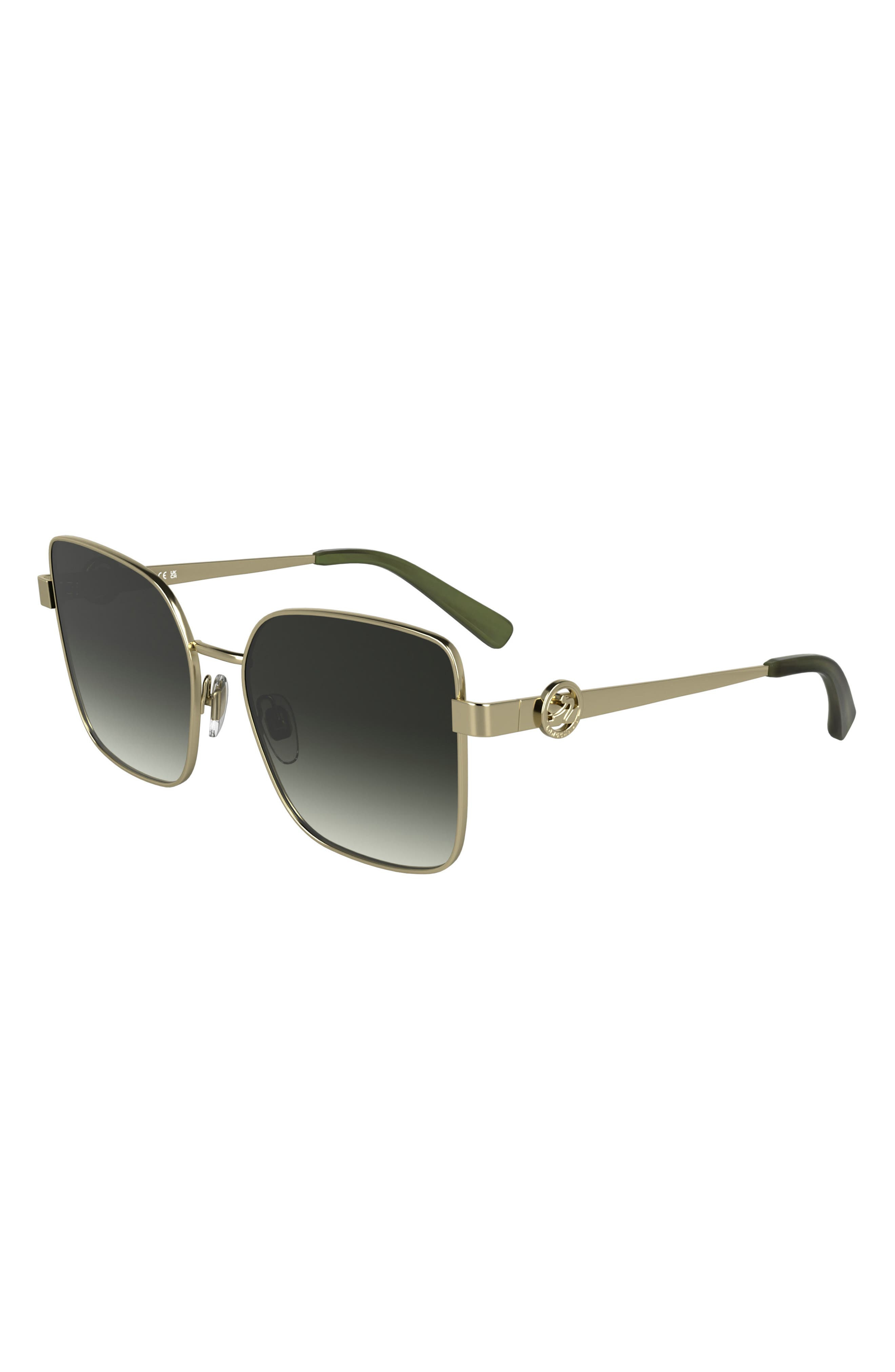 Longchamp Medallion 56mm Butterfly Sunglasses in Gold/Gradient Khaki at Nordstrom - 2