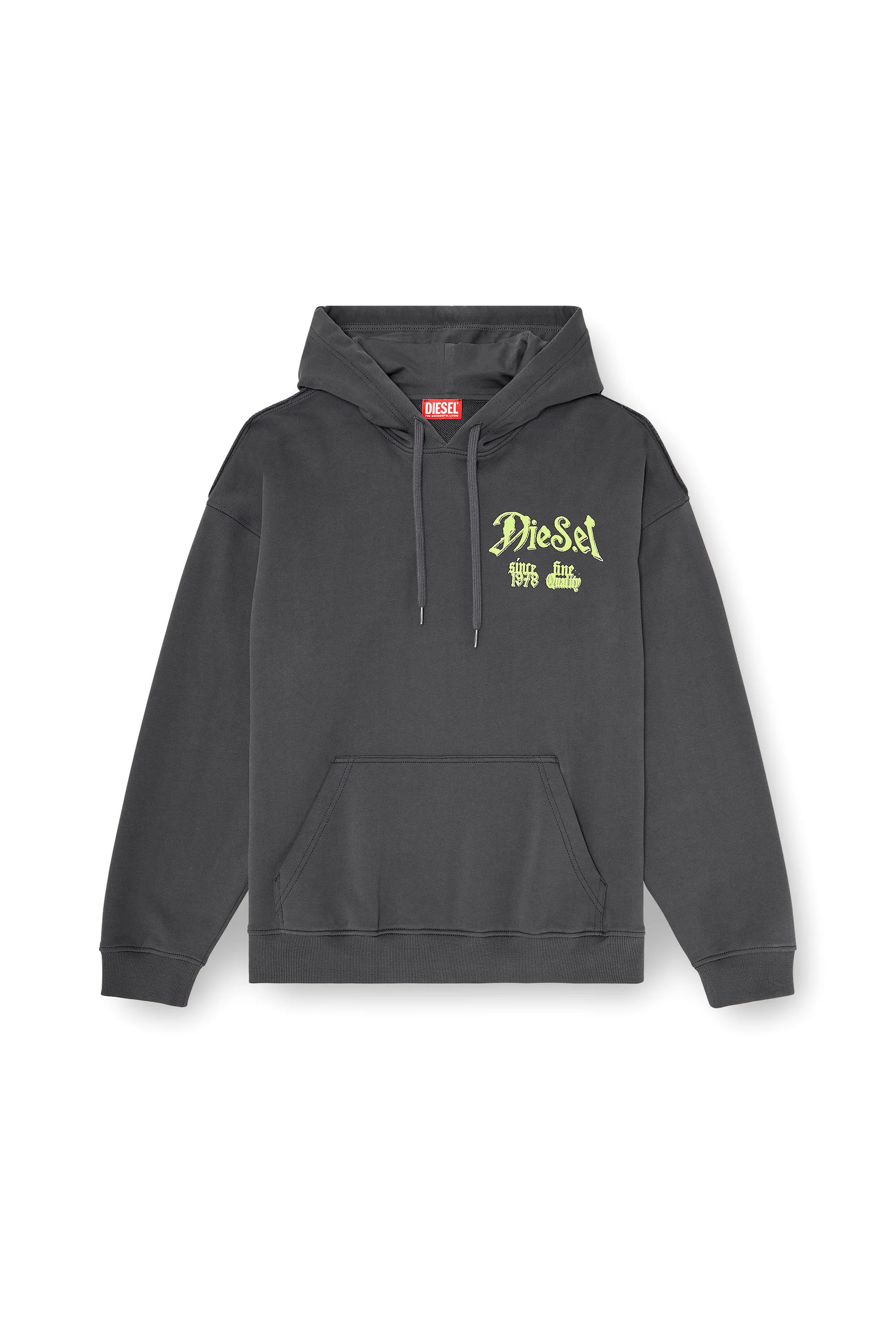 COTTON HOODIE WITH FLOCKED GRAPHICS - 1