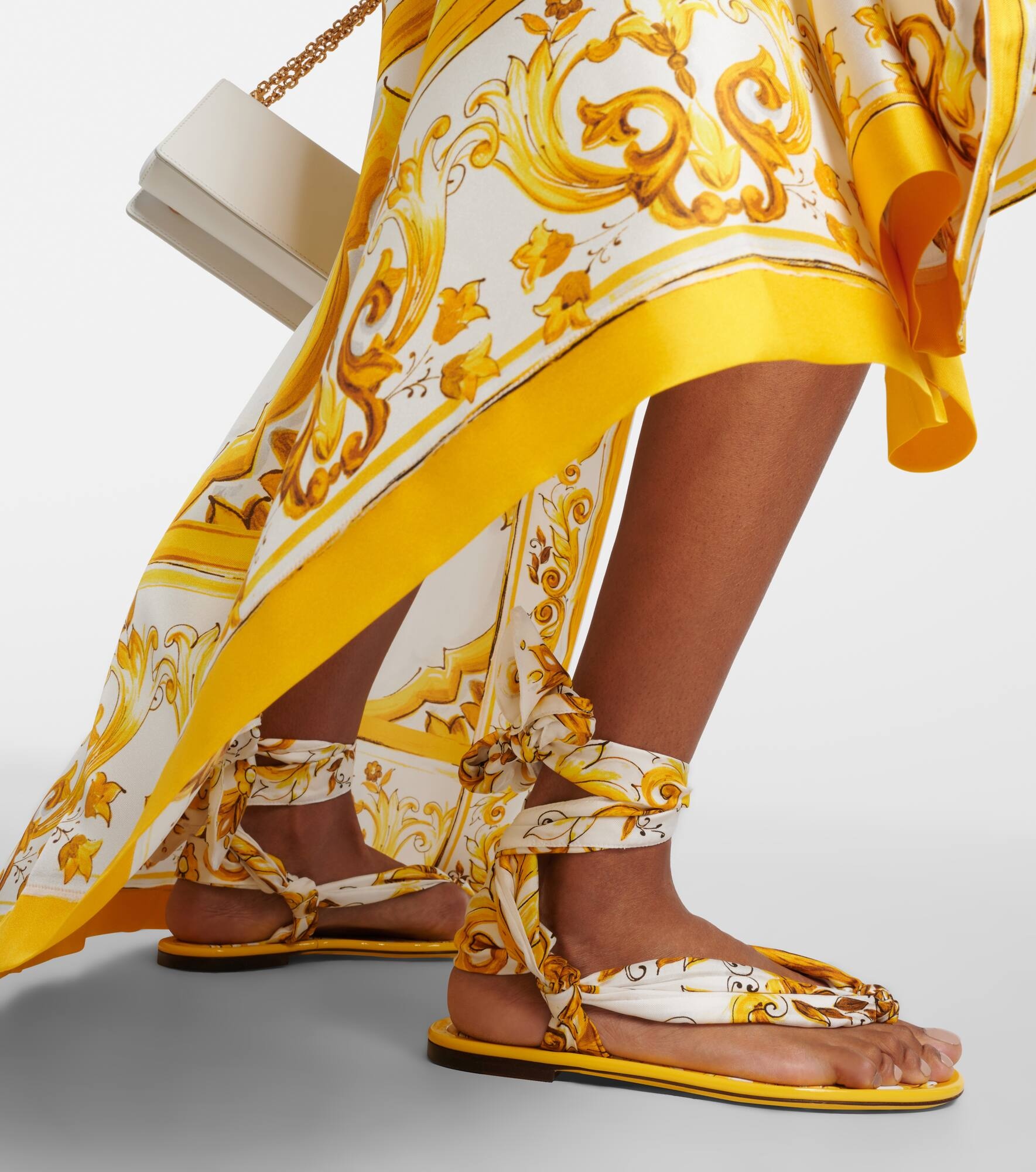 Printed silk twill sandals - 7