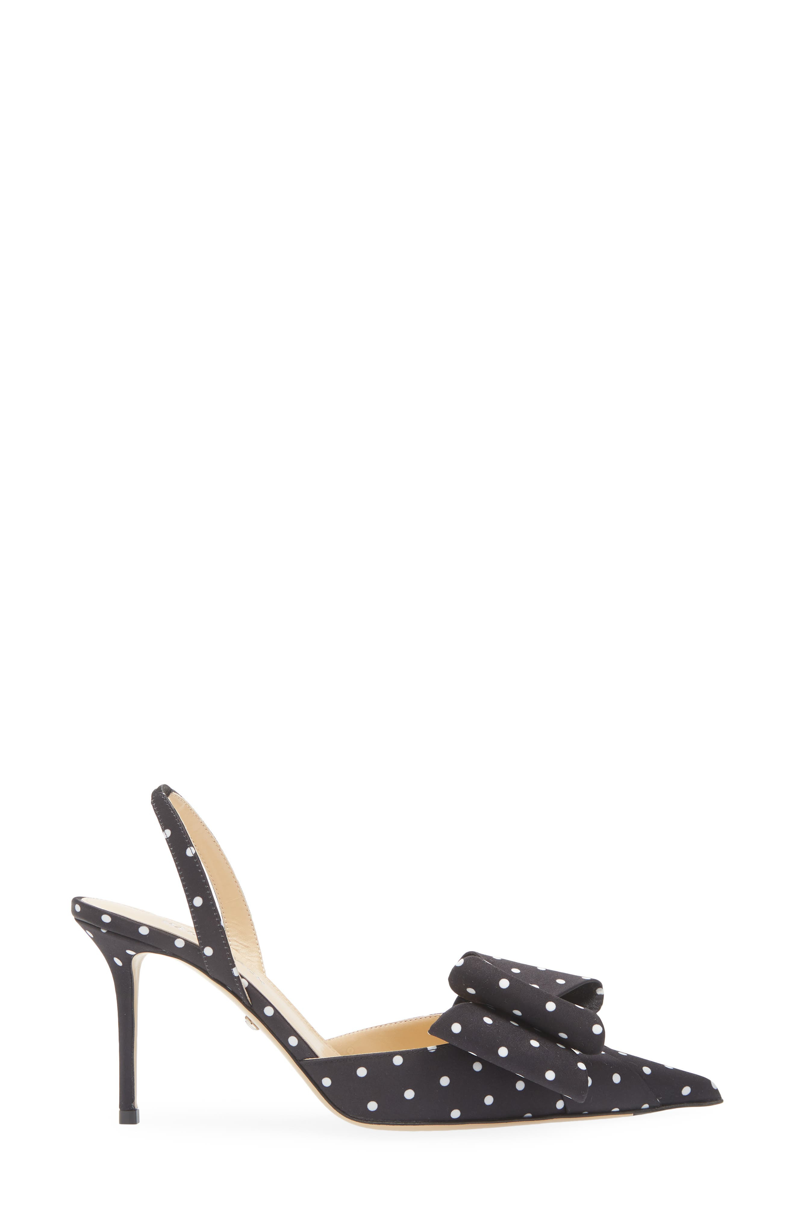 Mach & Mach Le Cadeau Bow Polka Dot Slingback Pump in Black/White at Nordstrom - 3