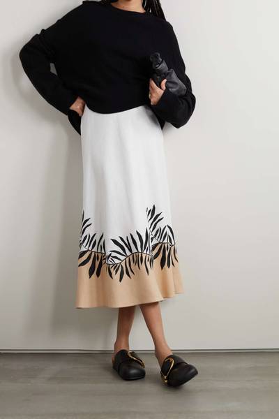 Loro Piana Manny embroidered linen midi skirt outlook