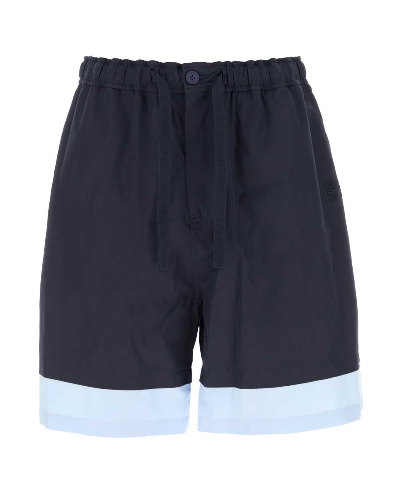 Dark Blue Poplin Bermuda Shorts - 1