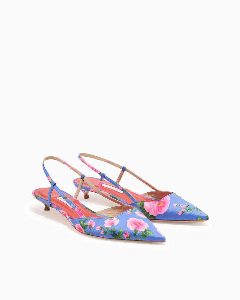 CAROLINA HERRERA Rose-Print Slingback Heels outlook