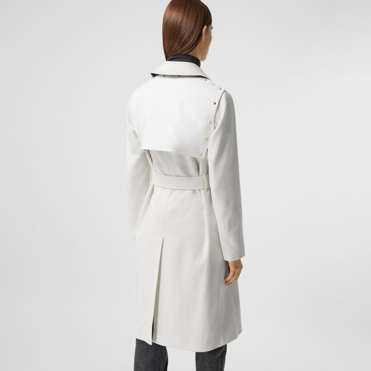 Cotton Gabardine Panel Cashmere Trench Coat - 4