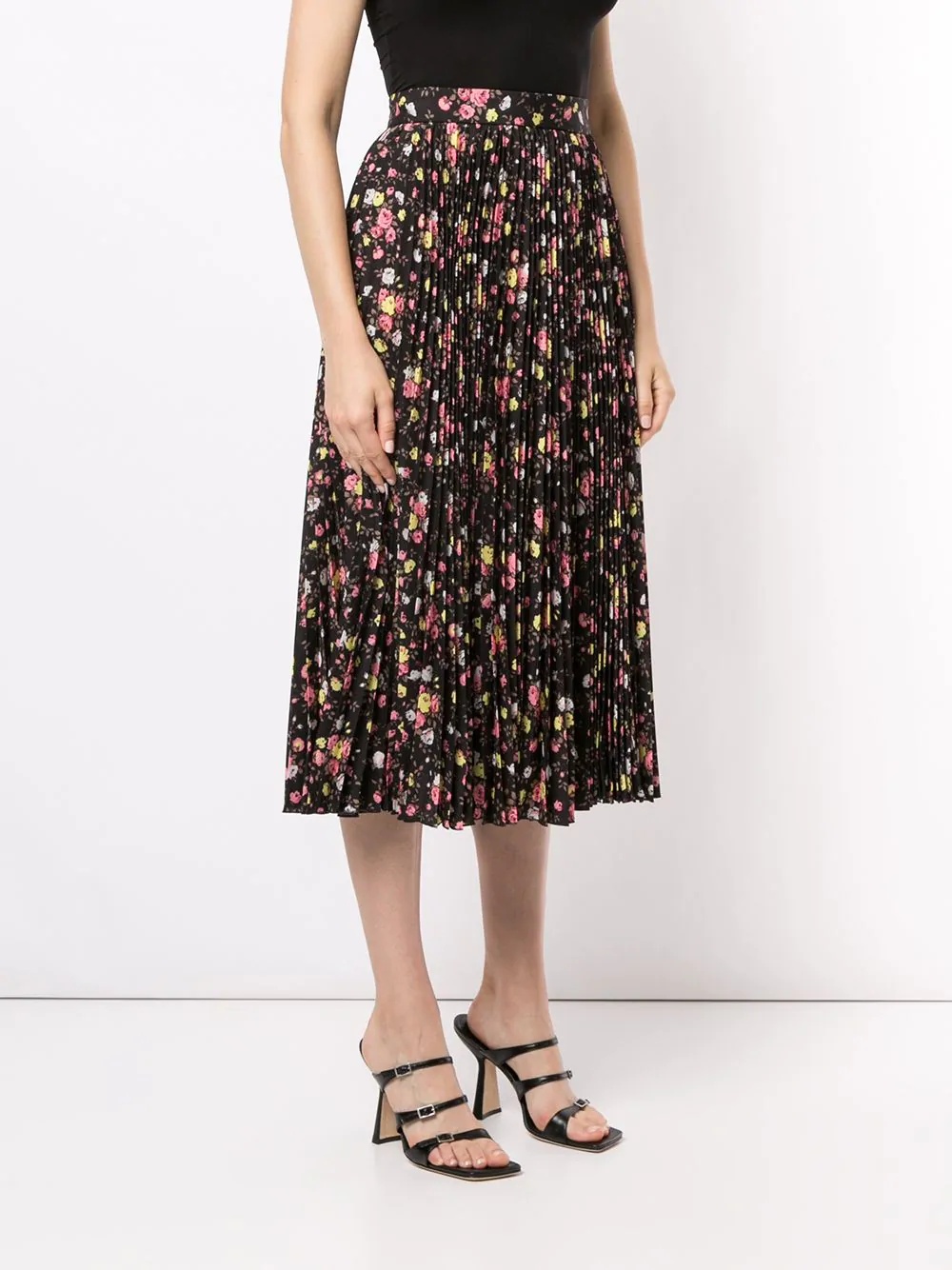 floral print pleated midi skirt - 3