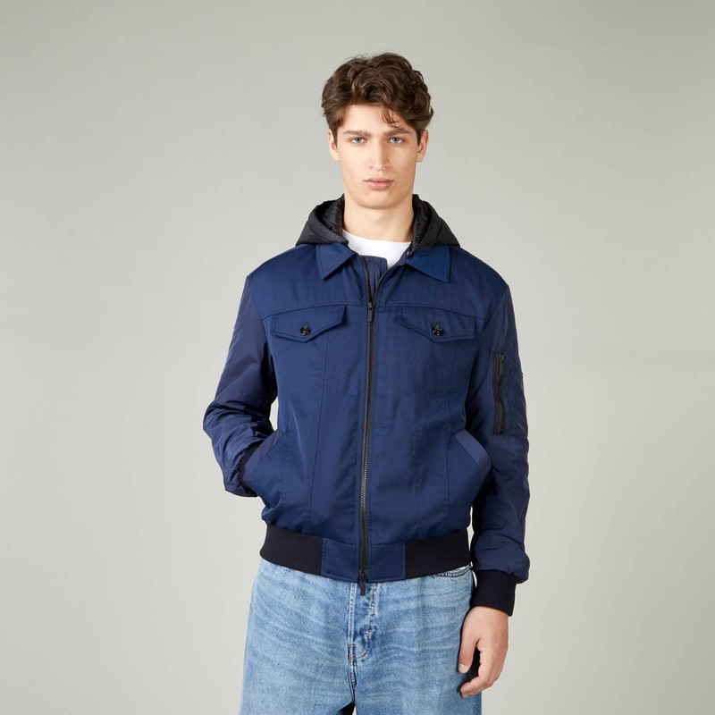 Bomber Jacket with Hood Blue Black 4