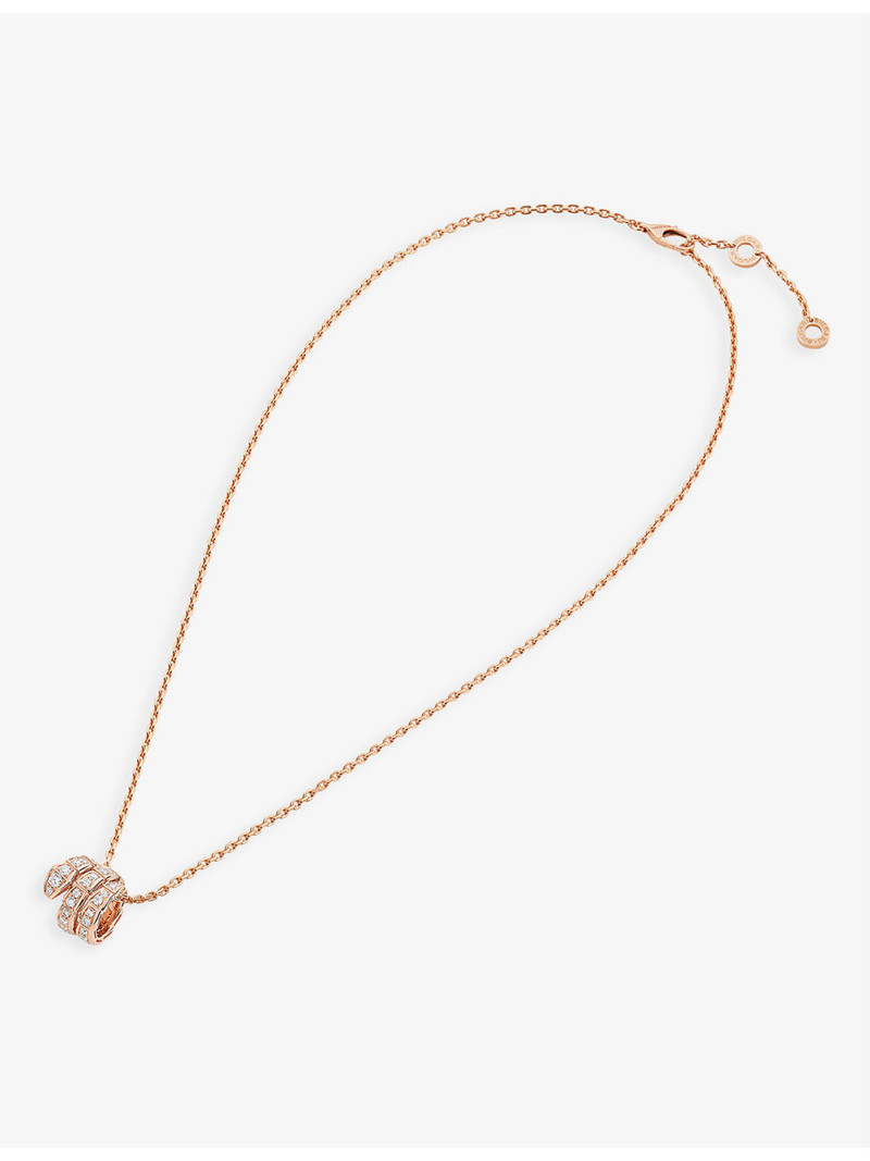 BVLGARI Serpenti Viper 18ct rose-gold and 0.63ct round-cut diamond pendant necklace outlook