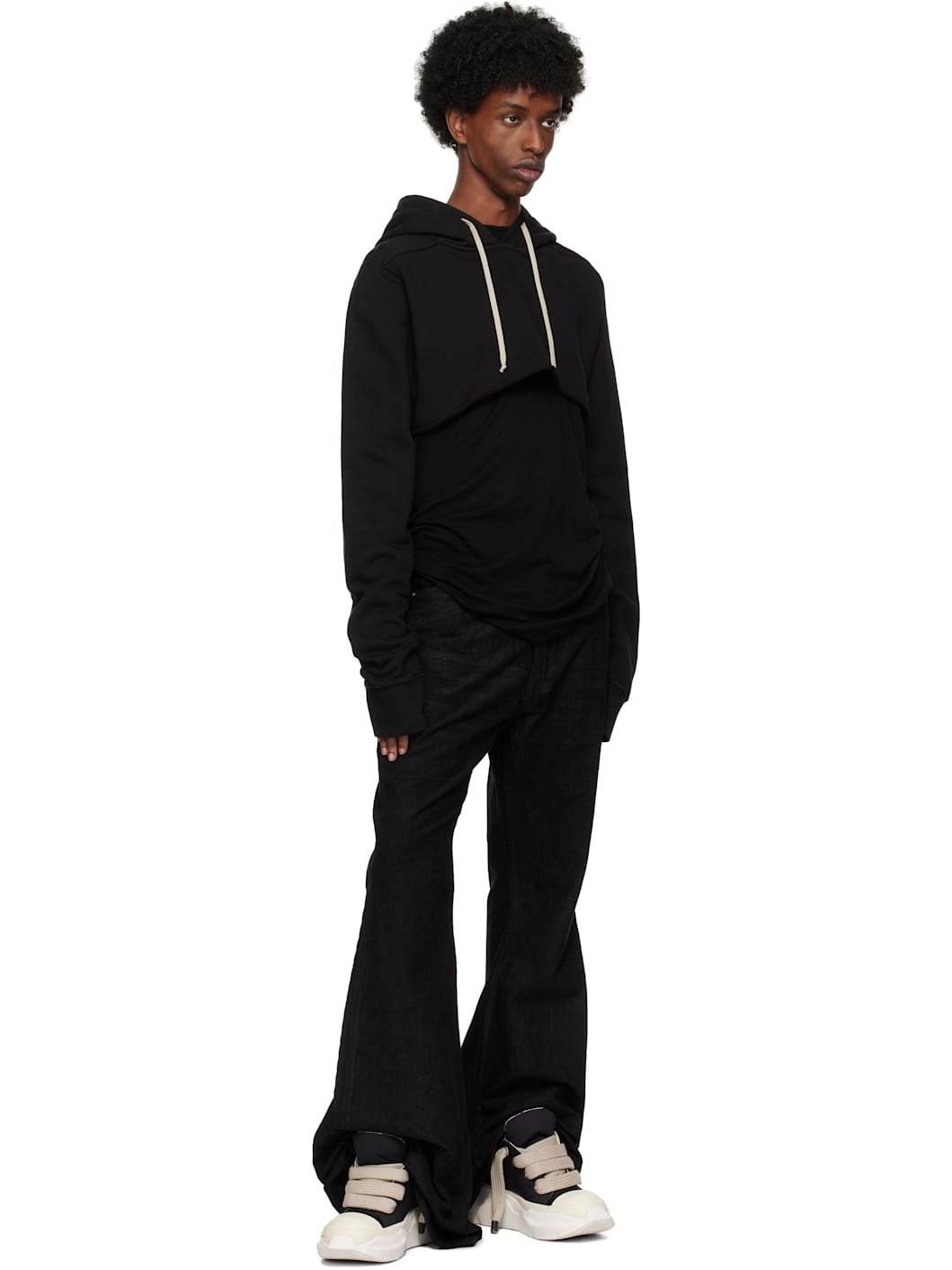 Rick Owens DRKSHDW Black Porterville Cropped Hoodie | REVERSIBLE