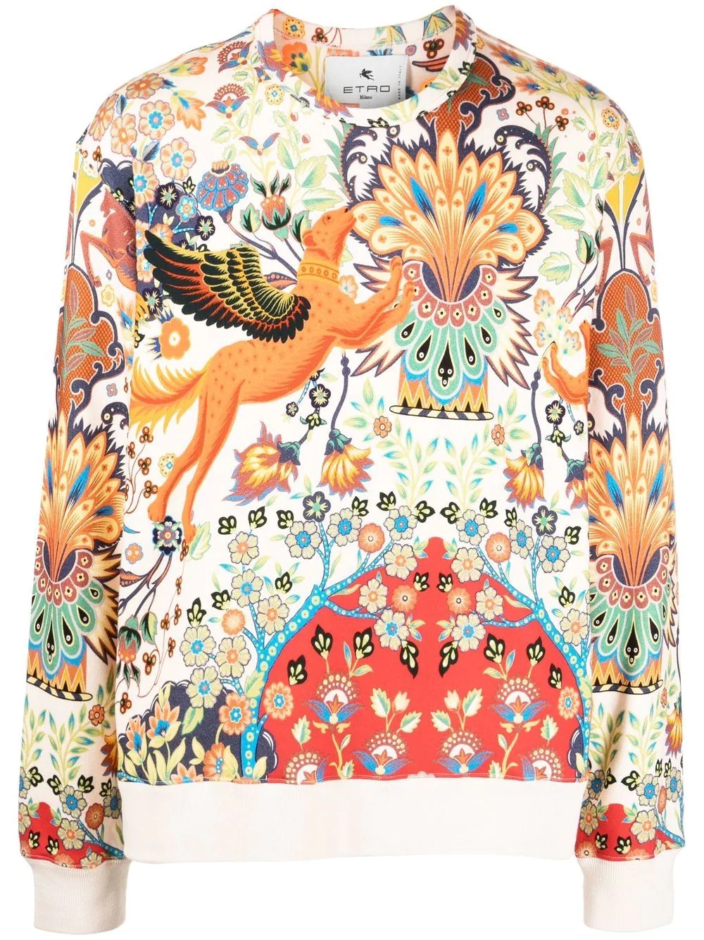 floral ornamental-print cotton sweatshirt - 1