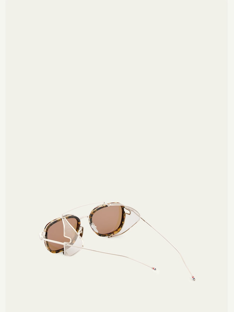 Thom Browne Men's Acetate and Titanium Rectangle Sunglasses with Side Shields outlook