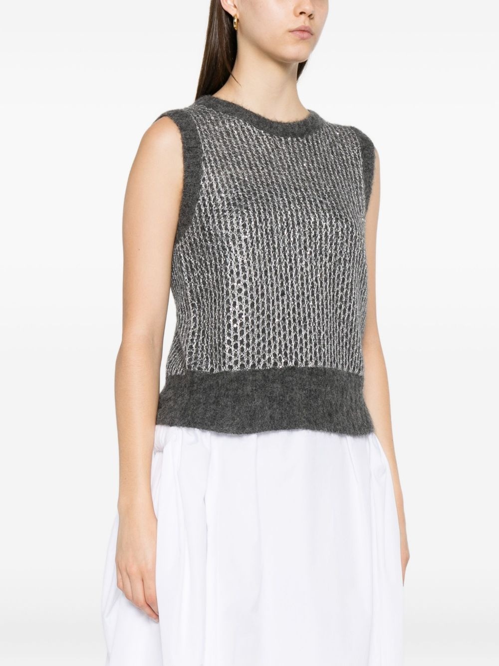 metallic-detail knit top - 3