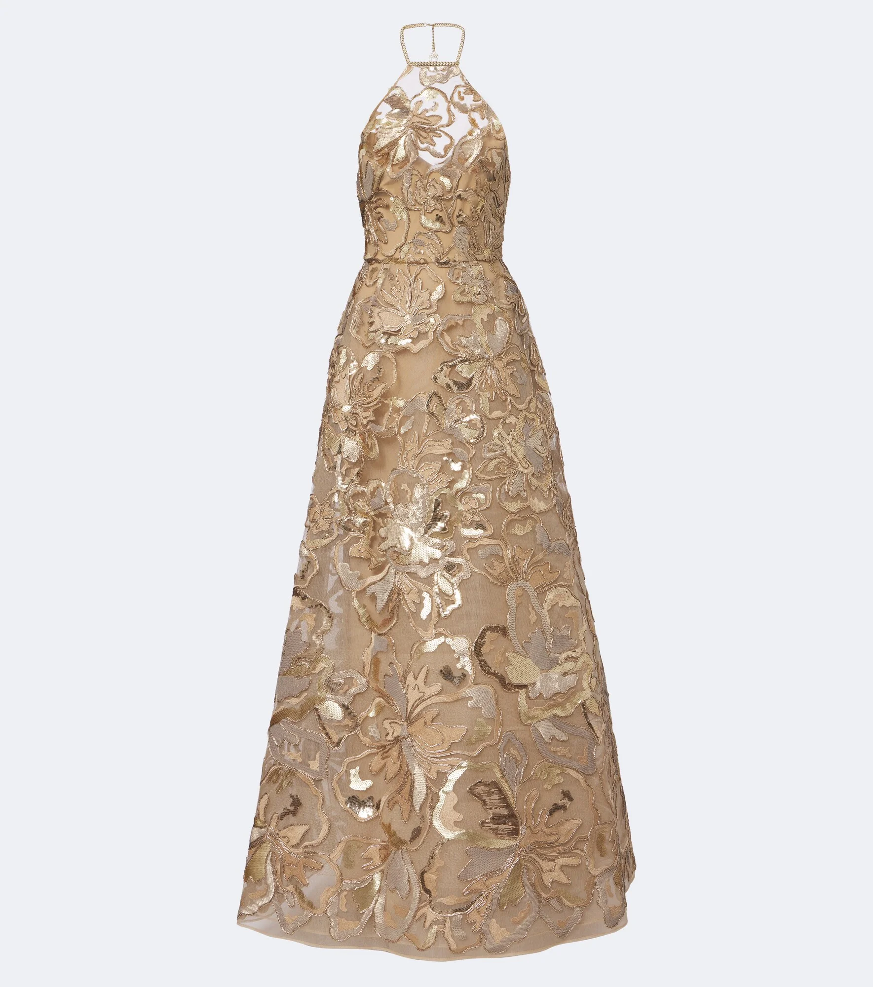 Sequined halteneck tulle gown - 1