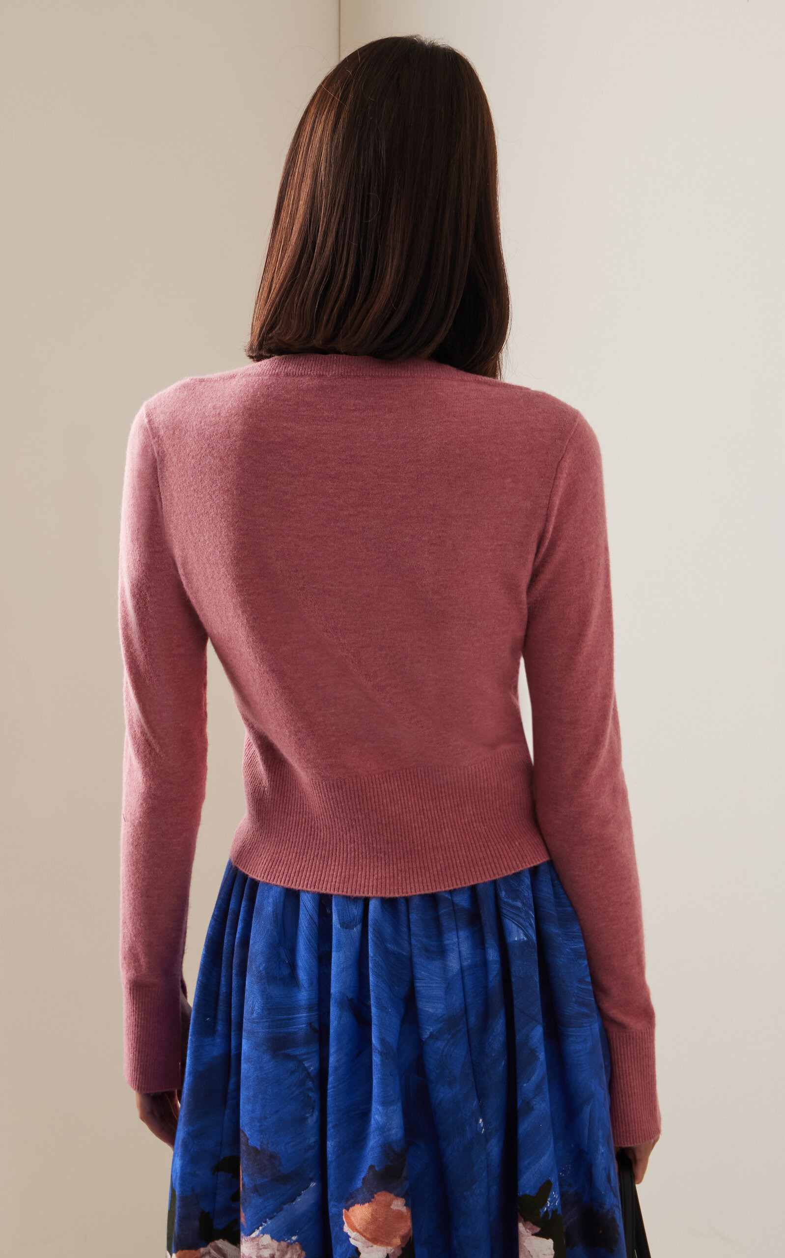 Cropped Embroidered Knit Cardigan pink - 4
