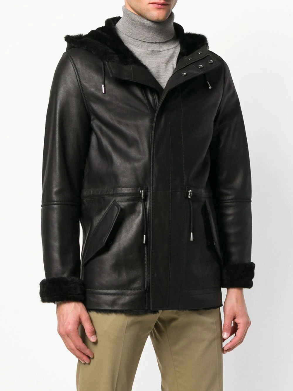 reversible hooded shearling jacket - 3