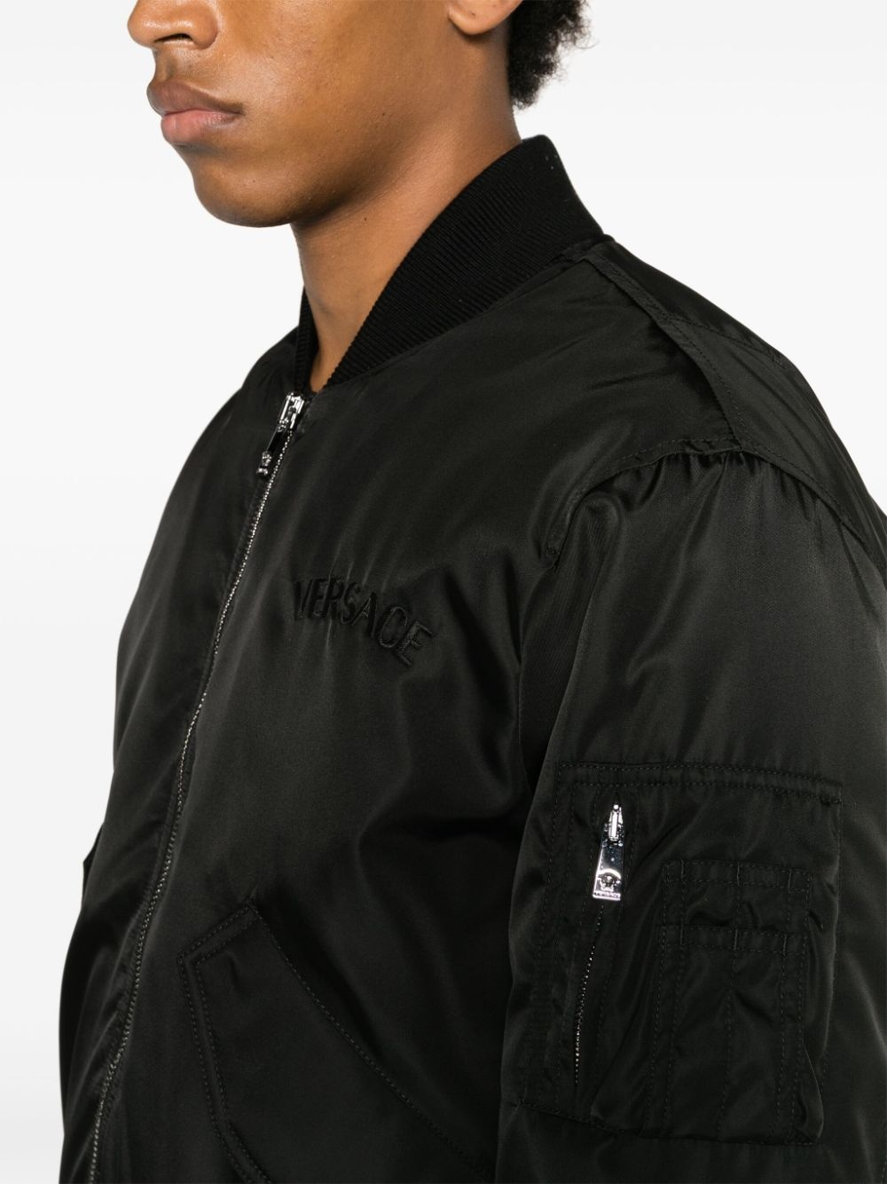 logo-embroidered bomber jacket - 5