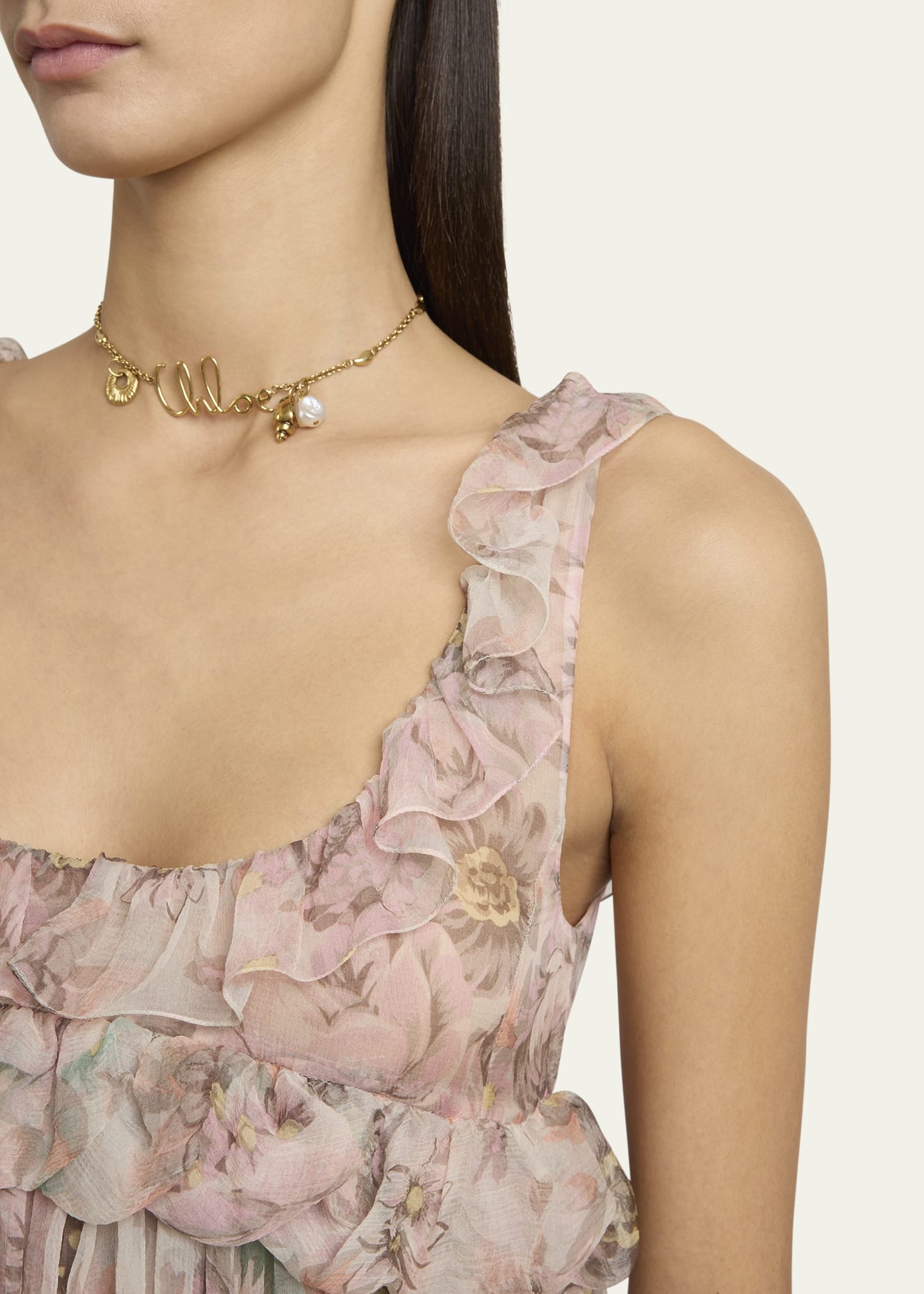 Floral Ruffle Tiered High-Low Balloon Babydoll Dress - 5