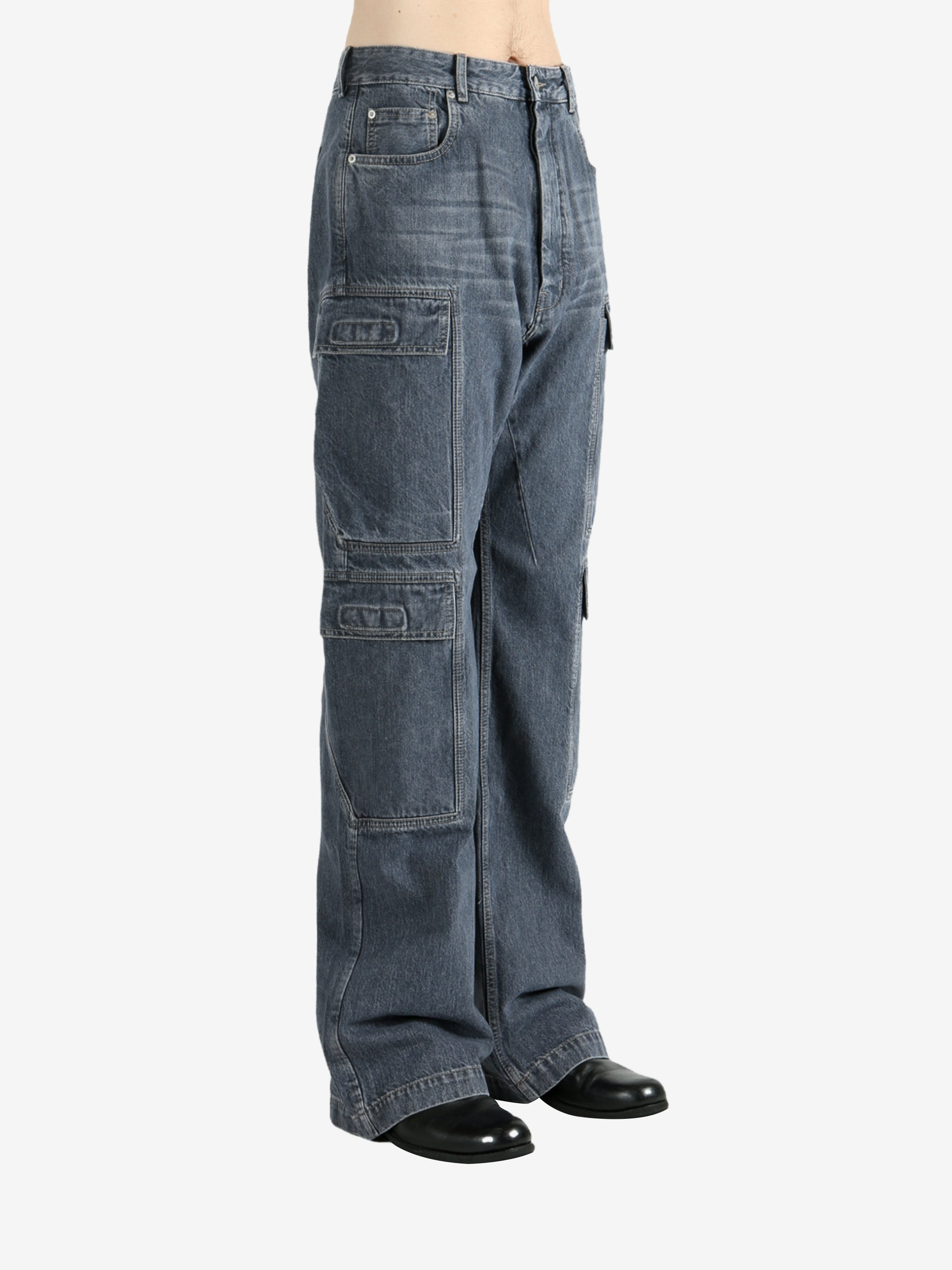 RICK OWENS DRKSHDW - Men Denim Double Cargo Jeans Pants - 2
