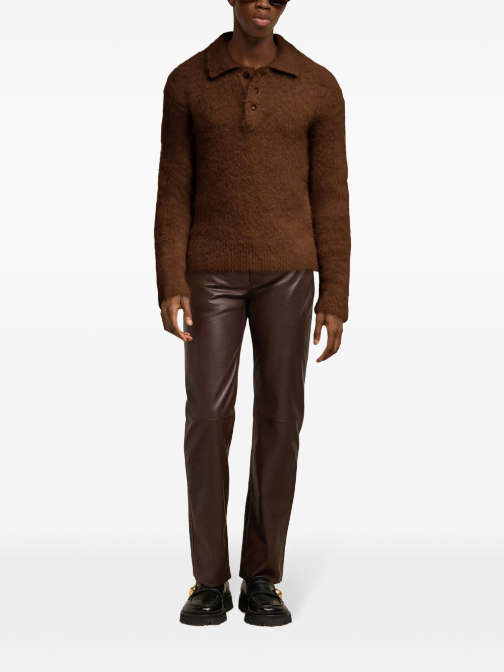 brushed-finish polo-collar jumper - 2