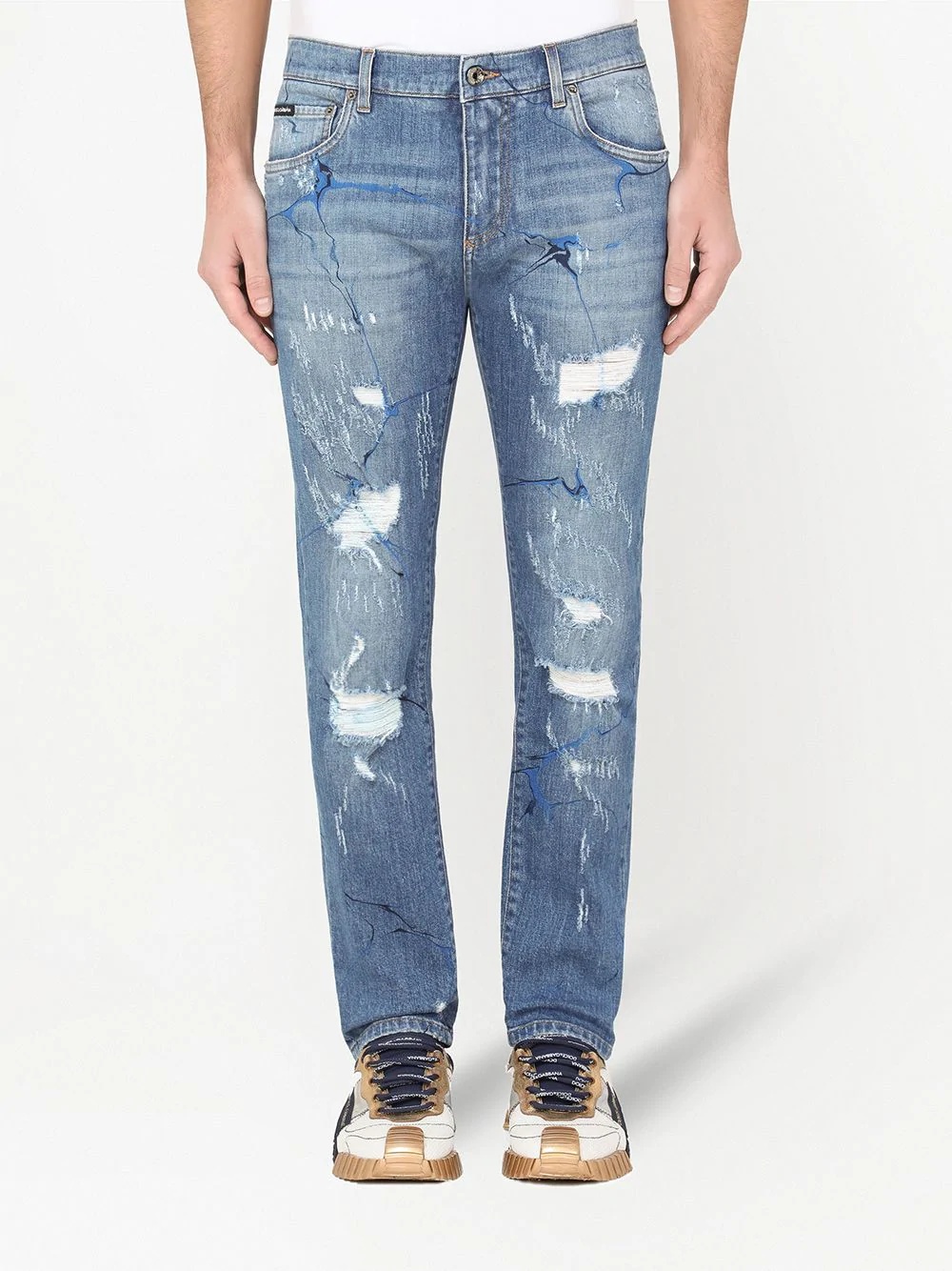 graphic distressed straight-leg jeans - 3
