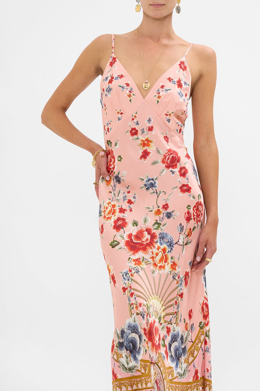 V NECK FULL LENGTH BIAS SLIP DRESS - 5