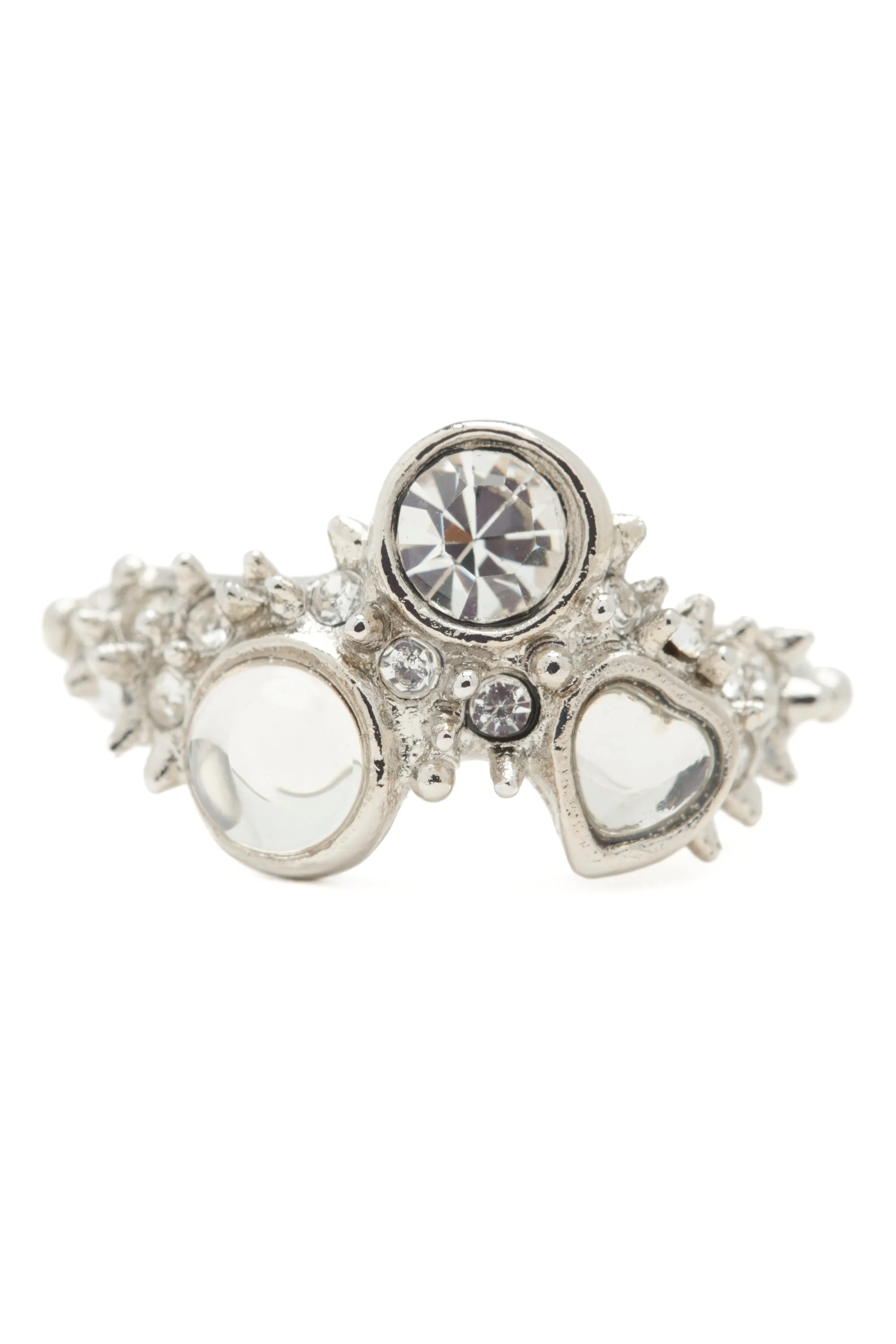 SILVER CLEAR FLORENCE SPIKE RING - 1