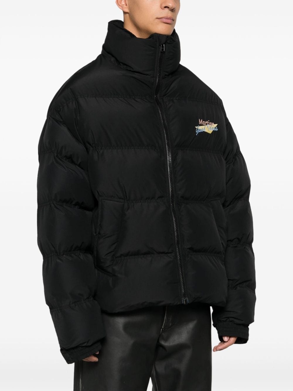 logo-embroidered padded jacket - 3