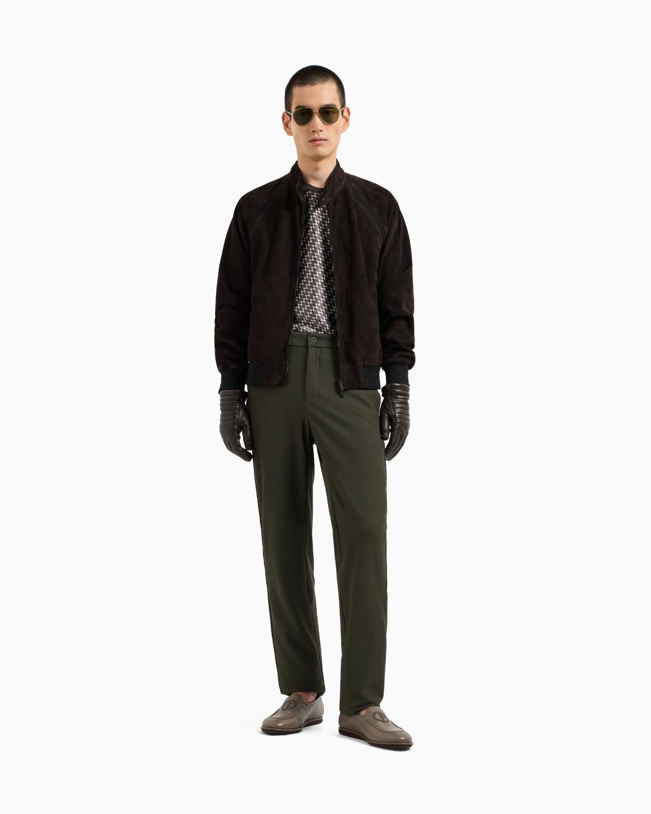 Technical waffle flat-front trousers - 2