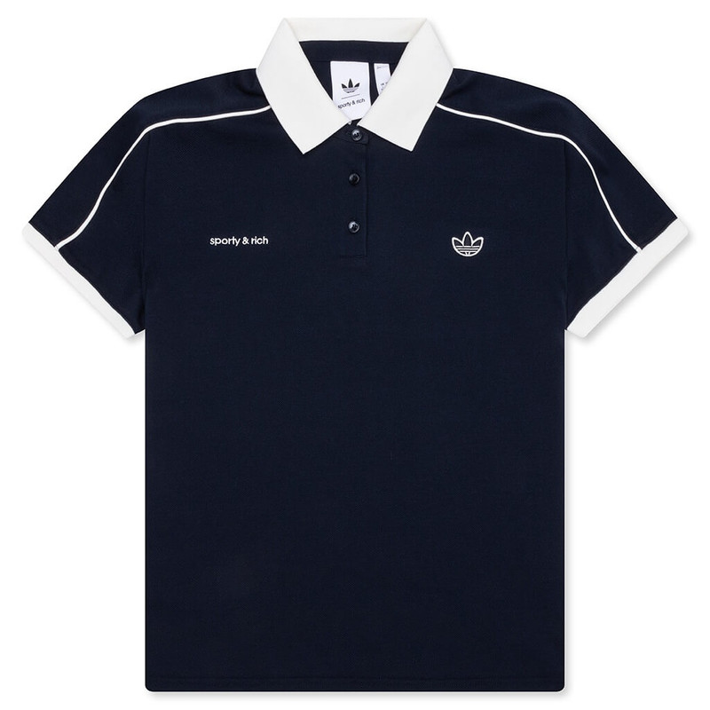 WOMEN'S ADIDAS X SPORTY & RICH POLO T-SHIRT - NIGHT NAVY 1