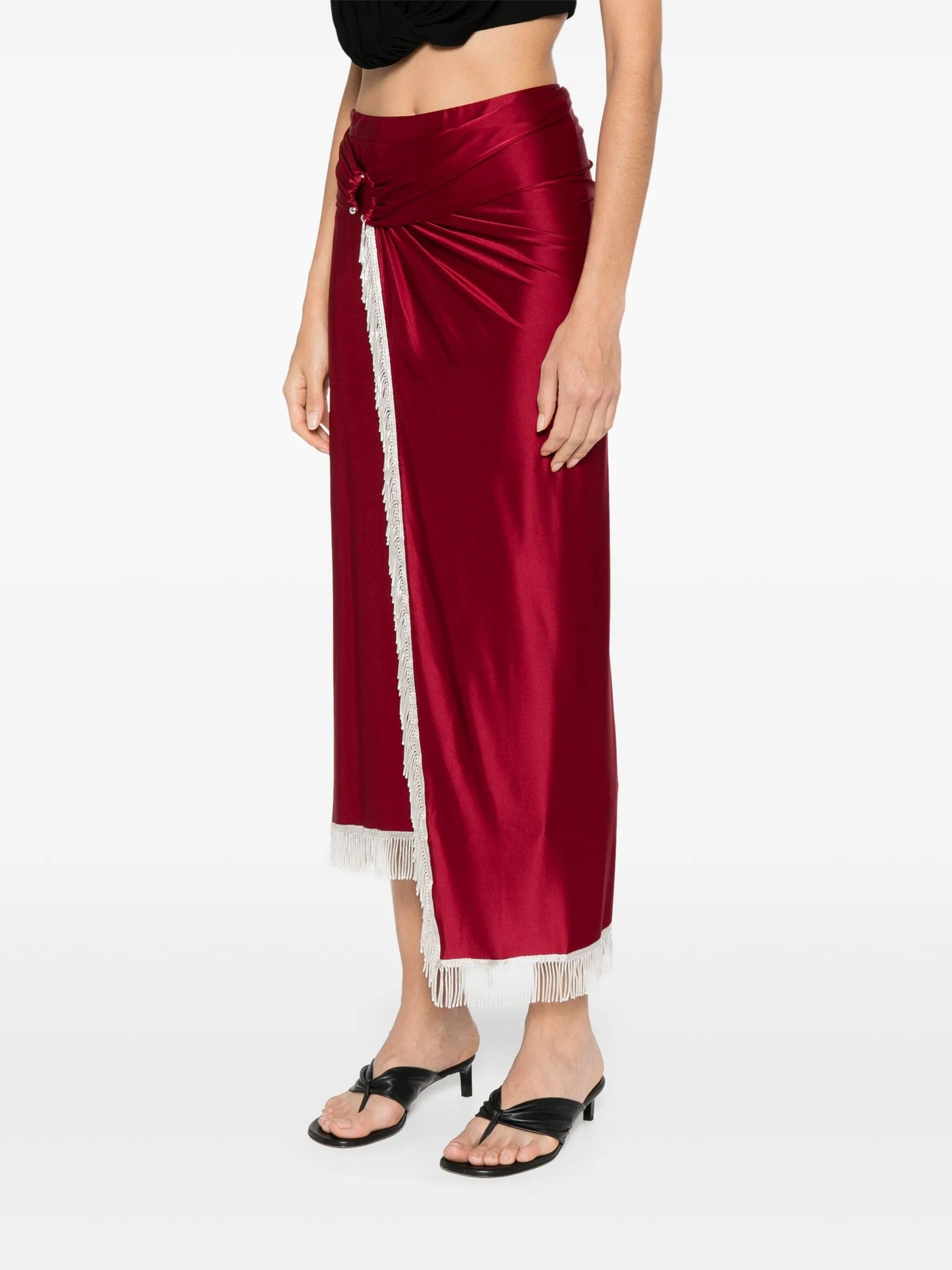 fringe-detailing midi skirt - 3